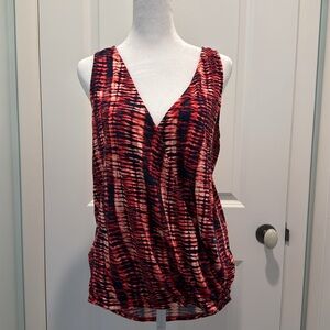 Tart Red and Black Asymmetrical Wrap Tank Top